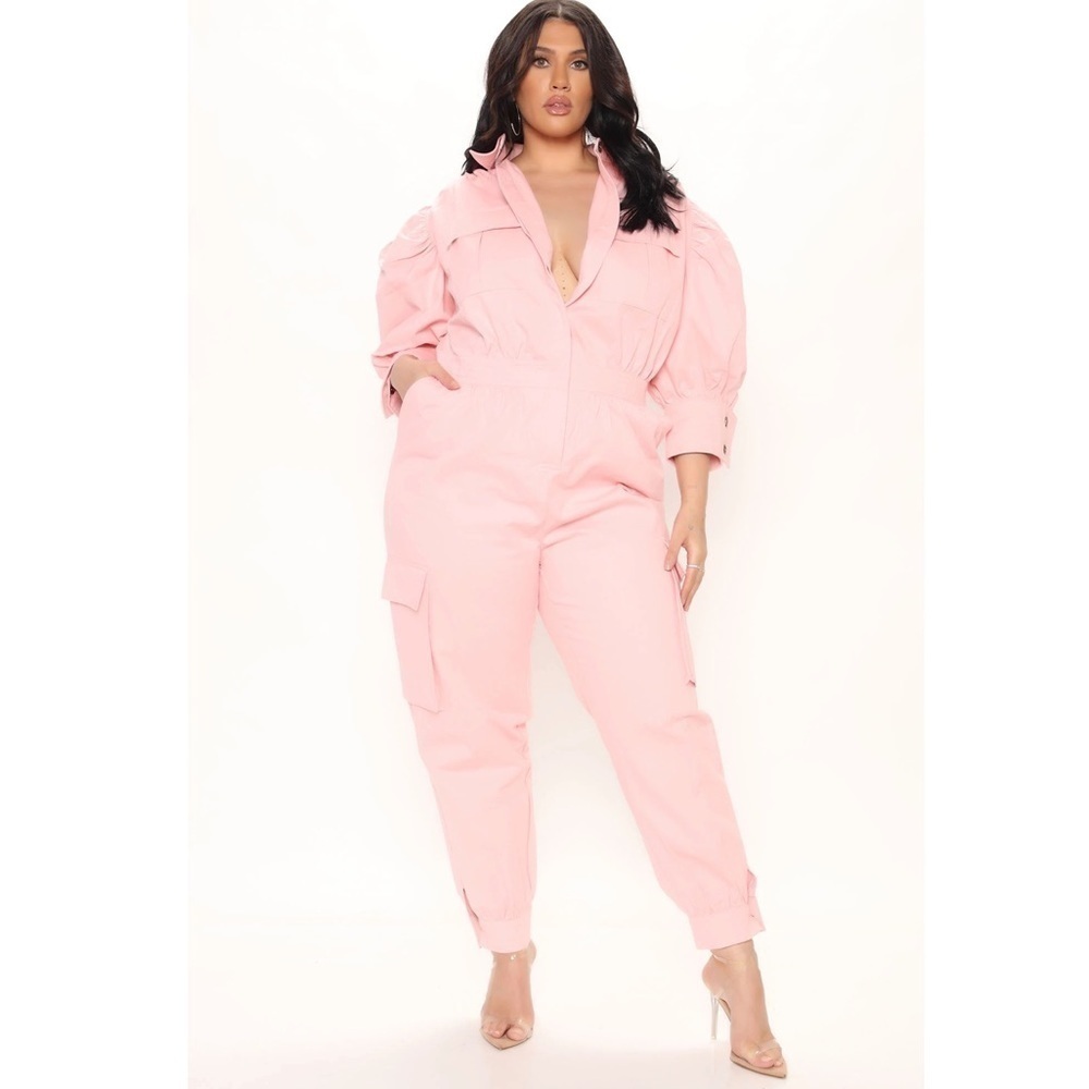 Fashion Nova 1X Taking Off Utility Jumpsuit - Pink - Picture 2 of 16